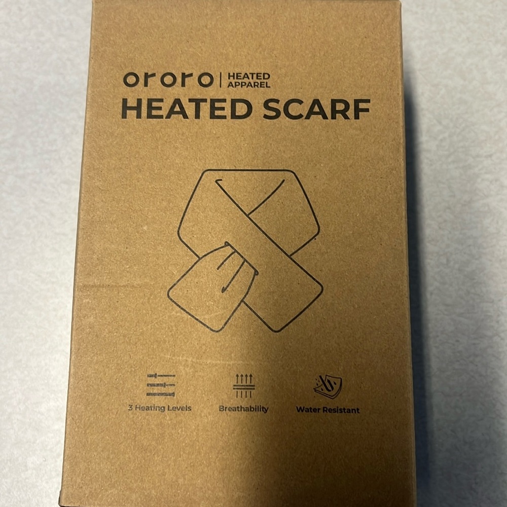 NWT!! ORORO black, unisex 1-zone heated puffer down scarf